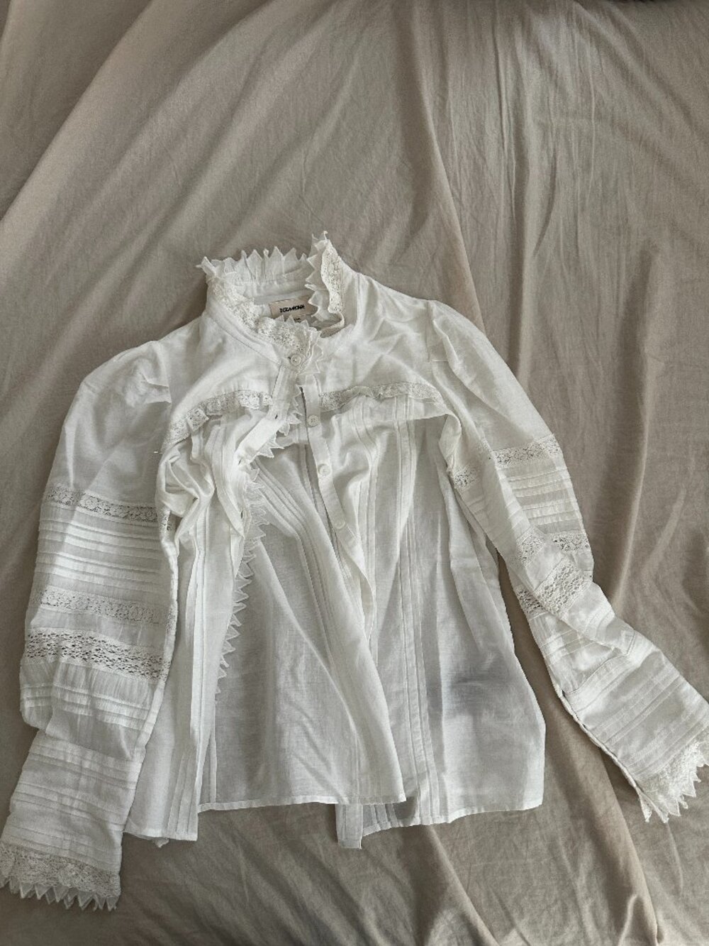 Zadig and Voltaire Ivory Button Down Top with Ruffle Detailing (XS)